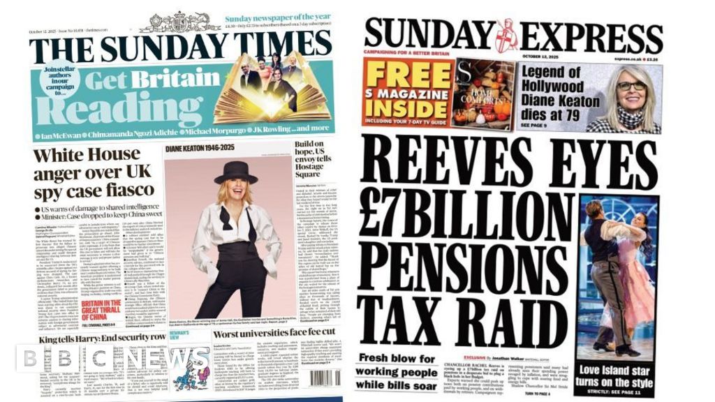 'White House anger over UK spy case' and 'Pensions tax raid'