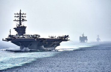 The USS Dwight D. Eisenhower transits the Strait of Hormuz in July 2016 (Alexander Delgado/US Navy/Wikimedia Commons)